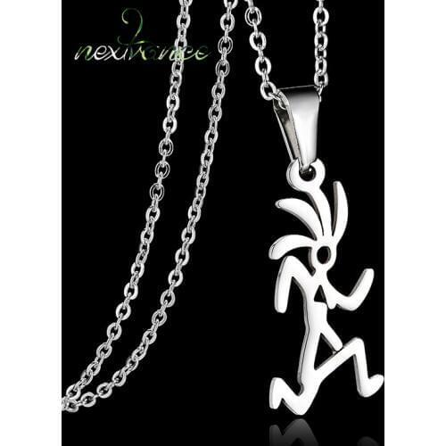 Nextvance Stainless Steel Figure Necklace Silver Color Gold Color Running Man Pendant Necklaces for Women men Sport Jewelry