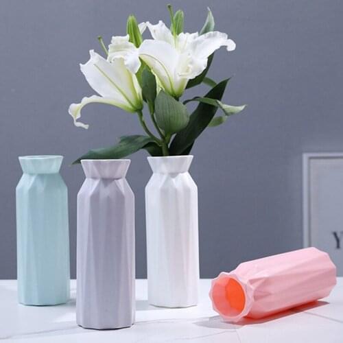 Plastic Flower Vase Decoration Home White Vases Imitation Ceramic Vase Flower Pot Decoration Nordic Style Flower Basket