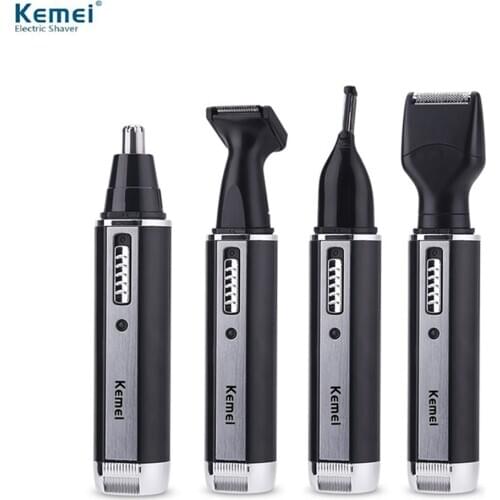 Kemei 4 in 1 Professional Nose and Ear Hair Trimmer Electric Shave Rechargeable Beard Shaver Hair Cut Personal Care Tool For Men