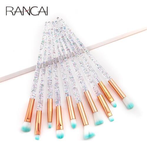 RANCAI 10 pcs Makeup Brushes maquiagem maquillaje New Mermaid Foundation Eyebrow Eyeliner Cosmetic makeup Brushes Complete Kit
