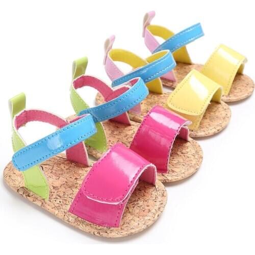 Baby Girl Sandals PU Anti-Slip Flat with Pink Rubber Sole Summer Princess Party Dress Newborn Toddler Baby First Walkers Shoes