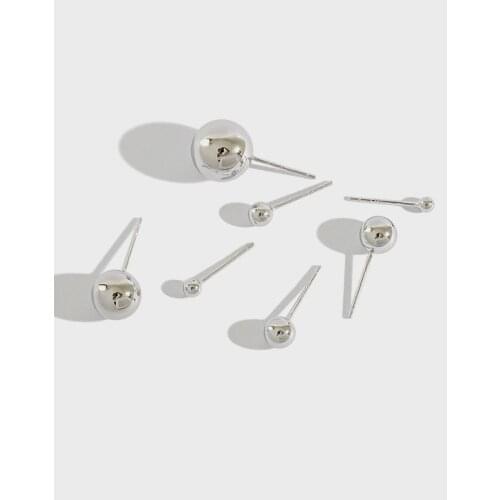 3mm~ 10mm smooth hollow ball stud earrings for women brincos, 100% 925 sterling silver earings jewelry aretes pendientes mujer