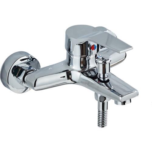 Bathroom Shower Faucets Brass Chrome Triple Bathtub Faucet Mixers Hot Cold Mixer Valve Nozzle Tap Wall Mounted Home Accessory