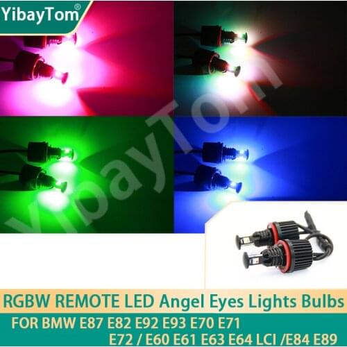 2pcs 80W RGBW LED Angel Eyes Marker Lights Bulb For BMW E87 E82 E92 E93 E70 E71 E60 E61 E63 E64 E84 E89 Remote Control
