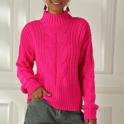 Gorgeous Womens Sweater Ladies Pullover Loose Long Sleeve Sweater Tops Knitwear Blouse Tops Pink Female Sweaters Female Clothes