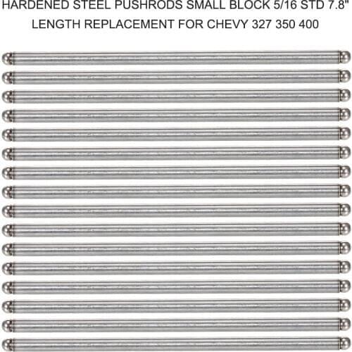 Hardened Steel Pushrods Small Block 5/16 STD 7.8'' Length Replacement for Chevy 327 350 400 car styling