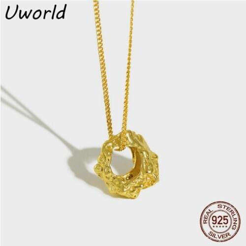 Vintage Craft 925 Sterling Silver Round Pendant Necklace Geometric Rock Pattern Pendant Necklace for Women