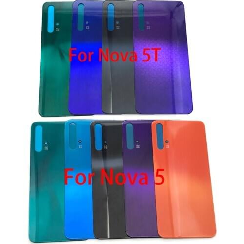 For Huawei Nova 5 Back Glass Cover For Huawei Nova 5T 5t Back Door Replacement Battery Case Cover Rear Housing