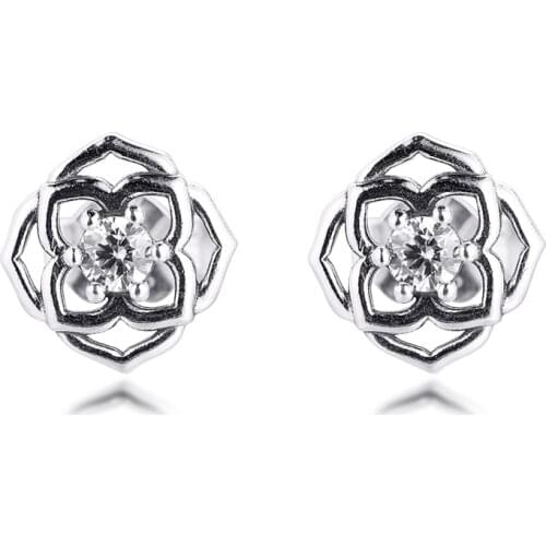 2021 Timeless Rose Petals Mum Gift Birthday Mothers Day Free Shipping 100% Real S925 Sterling Silver Stud Earring for Women