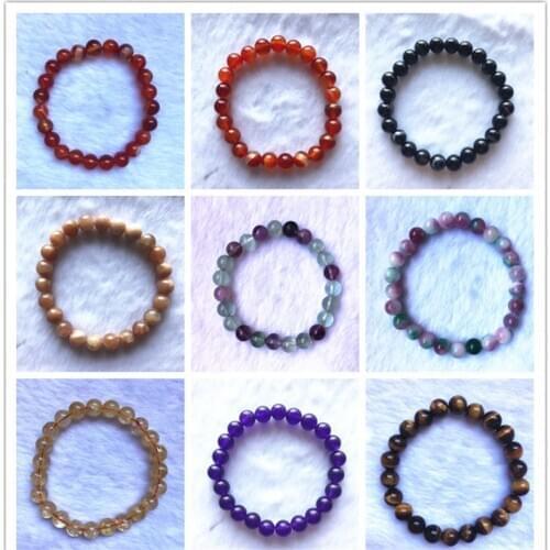 Women Jewelry Bracelets Natural Healing Energy Tiger Eye Bracelet Polished Topaz agate Jasper Beads Bangle Elastic Pulsera Men