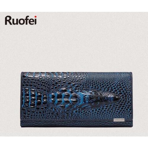 2017 Women Wallet Hasp Coin Purses Holders Brand Genuine Leather 3D Embossing Alligator Ladies Crocodile Long Clutch Wallets