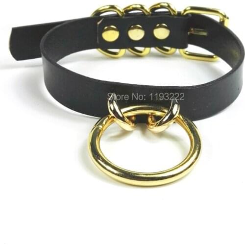 Harajuku Girl 100% Handmade Women Punk Gothic Choker Real Leather Collar O-Round Sub Fetish Necklace
