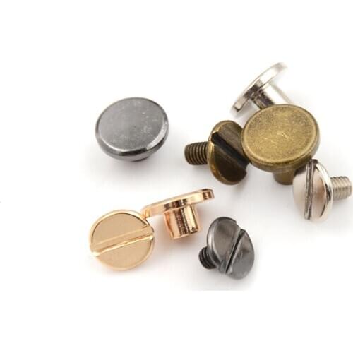 10set/Lot DIY Solid Brass Button Screws Stud Screw Nail Screwback For Leather Rivet Belt Gold Optional 5/6.5/8mm