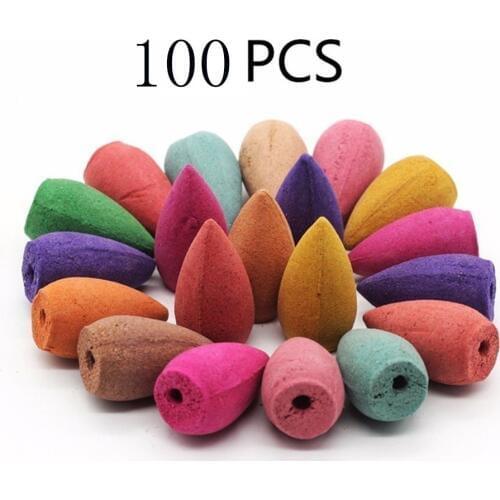 10Pcs/Lot Mixed Natural Incense Rose Jasmine Lavender Osmanthus Sakura Smoke Cone Reflux Tower incense Backflow incense Bullet