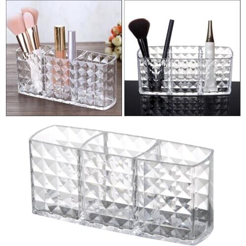 3 Lattices Cosmetic Makeup Brush Storage Box Makeup Nail Polish Cosmetic Holder Make Up Tools Pen Holder Organizer Dresser Decor