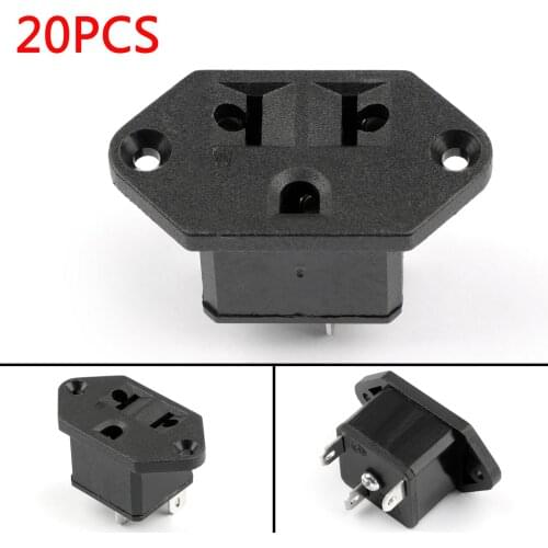 Artudatech 20PCS IEC320 C14 3 Pin Female Power Socket 10A 250V For Boat DIY AC-001W