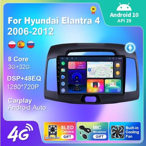For Hyundai Elantra 4 2006-2012 Stereo Autoradio Car Radio Audio For Cars Automotive Multimedia Carplay Navigation GPS 2 Din 4G