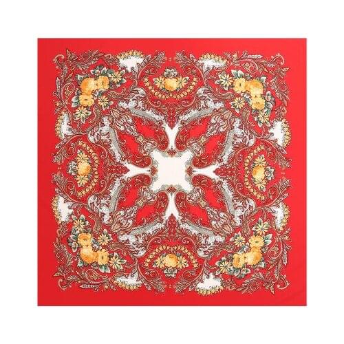 100*100cm New Floral Print Twill Large Square Scarf Womens Silk Scarf Shawl