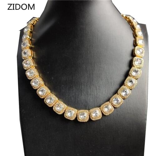 Men/Women Hip hop iced out bling chain necklace High quality AAA square CZ stone chains necklaces Hiphop jewelry fashion gifts