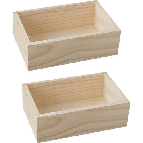 2 Pcs Household Natural Storage Box Desktop Storage Container Succulent Flower Pot Simple Functional Wooden Box