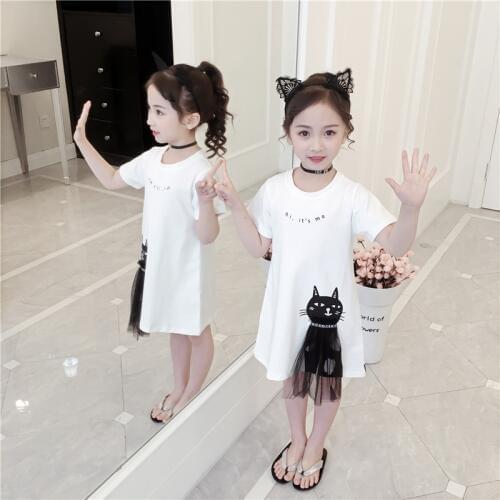 Children Clothing Cotton White Tops For Kids Girls Teenage Birthday Tshirt Baby Girl Summer Clothes Baby Princess Tshirts 1-14y