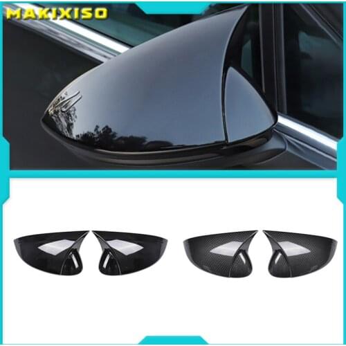 Car Rearview Mirror Cover Cap Carbon Fiber Black For VW GOLF 8 MK8 2020 2021 Support Lane Change Side Assist Blind Spot Assist