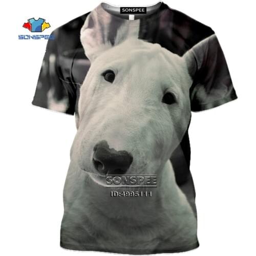 SONSPEE Funny Bull Terrier Dogs Mens T-shirt 3D Print Cute Animals Summer Casual Tshirt Women O-neck Fitness Street Hip Hop Top
