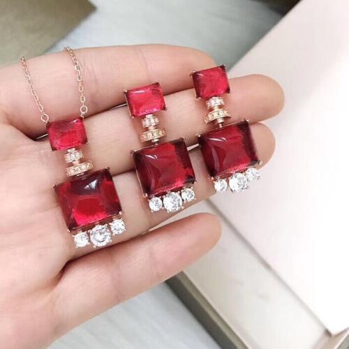 Designer Fashion 925 Sterling Silver Jewelry 3A Cubic Zirconia Party Earring/Necklace Set