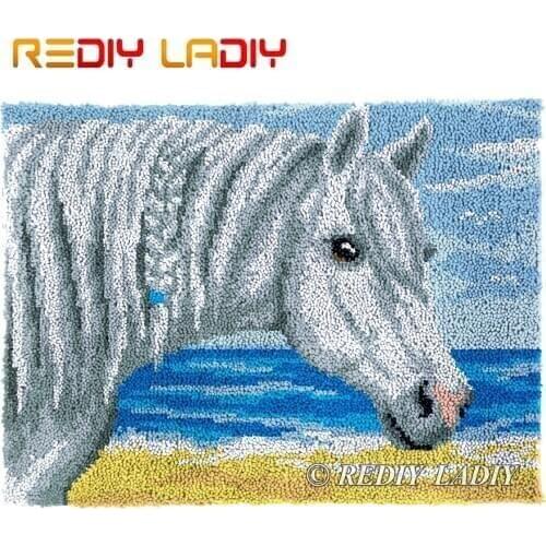 Latch Hook Rug Miss Horses Plush Tapestry Kits Crochet Cushion Mat DIY Carpet Rug Needlepoint Thick Yarn Arts & Crafts 81*61cm