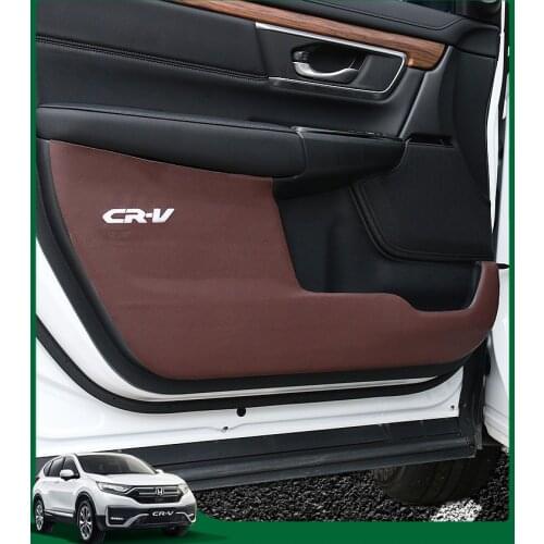 Lsrtw2017 carbon fiber leather for Honda CRV CR-V car door anti-kick protective mat 2017 2018 2019 2020 2021 accessories pad