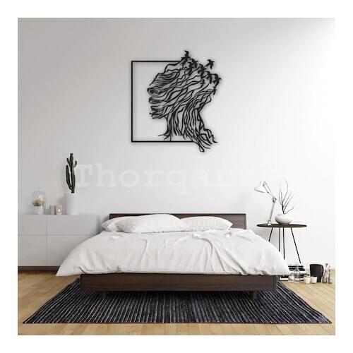 Face and Birds Metal Wall Plaque Living Room Creative Wall Hanging Big Picture Frame Home Decoration Cafe shop And Bar decor