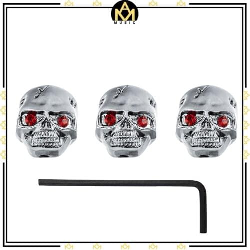 3PCS Metal Punk Style Skull Head Control Knobs For Electric Guitar Pots Tone Volume Control Knobs/Buttons