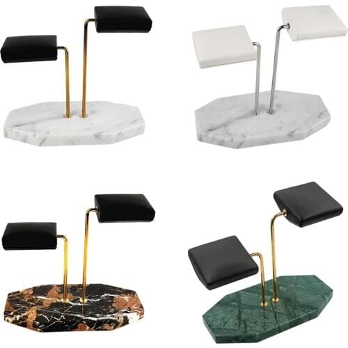 Fashionable Marble Watch Display Stand Organizer Leather Cushion Bracelet Watch Headband Rack