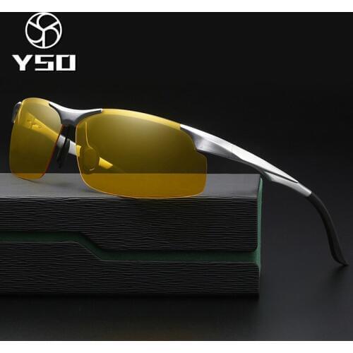 YSO Night Vision Glasses Men Aluminium Magnesium Frame Polarized Night Vision Goggles For Car Driving Anti Glare Glasses 8003