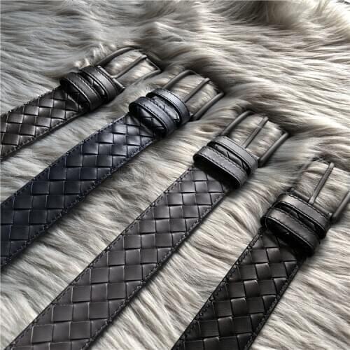 Mens Belt 100% Cowhide Baby Fabric Luxury Brand Classic Woven Simple High-end Alloy Buckle 2020 New Spot Gifts For Accessories