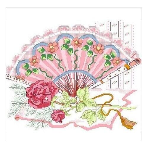 Embroidery Package Hot Sell Best Quality Cross Stitch Kits Fan of Rose Flower Free Shipping