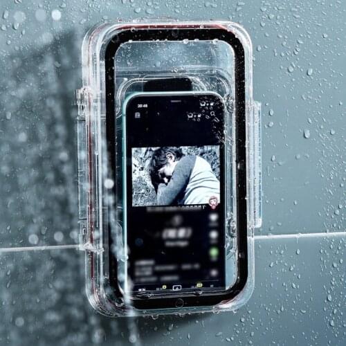 Bathroom Toilet Mobile Phone Holder Wall Mounted Storage Box 6 Inch Phone Storage Case Waterproof Shower Watching Holder