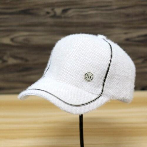 New Winter Women Thick Caps M Letter Embroidery Baseball Cap Fashion Warm Cap Adjustable Outdoor Casual Hat