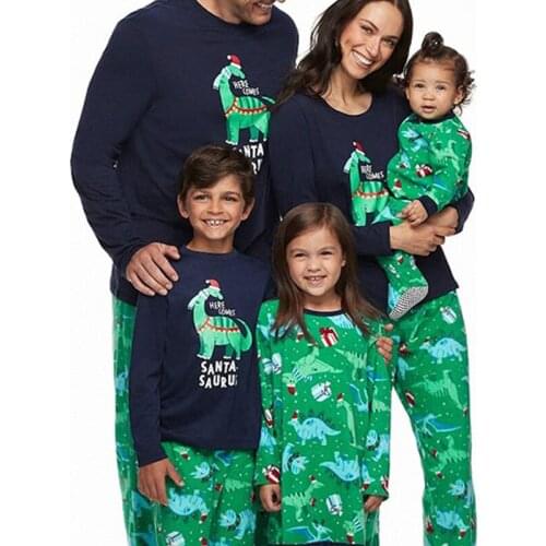 Family Matching Outfits Dinosaurs Pajamas Set Mommy and Me Clothes New Year Father Mother Children & Babys Sleepwear Christmas