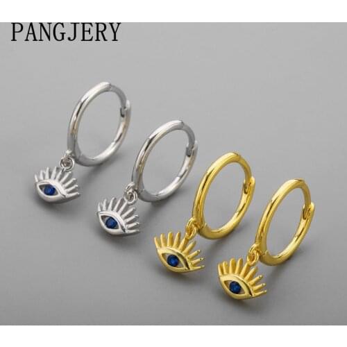 PANGJERY 925 Sterling Silver Earrings for Women INS Fashion Exquisite Creative Abstract Eyes Circle Engagement Fine Jewelry Gift