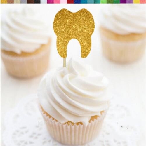 Personalised Tooth glitter Cupcake Toppers, Custom Dentist Toppers, Dental Hygienist Graduation Decor, Dentist Graduation Party