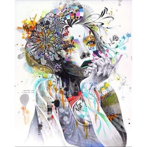 PPYY NEW -Abstract Canvas Painting Prints For Modern Living Room Bedroom Wall Decor - Art Girl