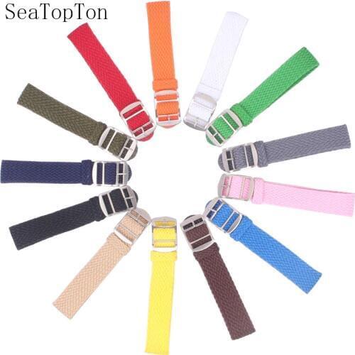 14mm 16mm 18mm 20mm 22mm Solid color Perlon Woven Nylon watchbands bracelet fabric Woven Watch Strap Band Buckle belt black blue