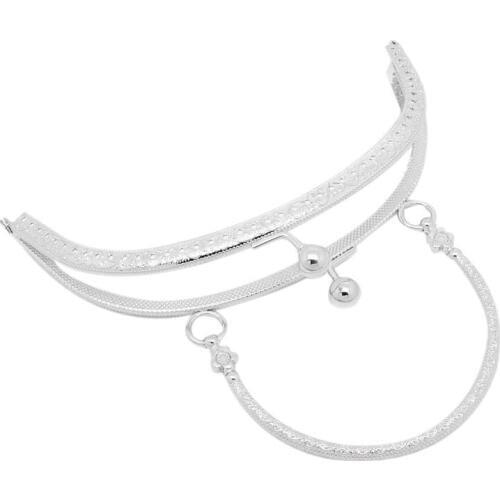 Silver Tone DIY Coins Purse Arch Frame Kiss Clasp Lock Clutch Handbag Handle 16.5cm