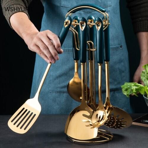 Nordic Style Christmas Stainless Steel Kitchen Utensils Spoon Skimmer Shovel Spatula Meat Fork Egg Beater Cooking Kitchenware
