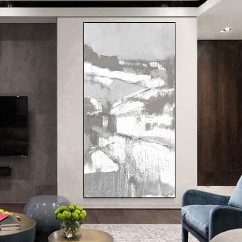 Modern Abstract Grey Oil Paintings On Canvas Wall Decor Picture Art 100% Hand-Painted Latest Design Oil Painting Free Shipping