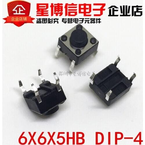 100pcs Tactile Push Button Switch Momentary Tact 6x6x5mm DIP Through-Hole 4pin Tact Switch 6*6*5HB