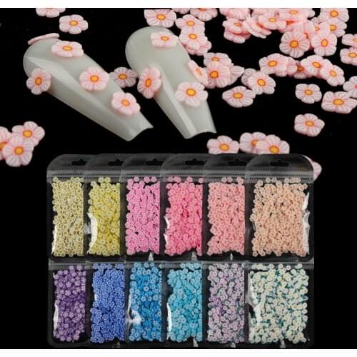 Ultra-thin Cherry Blossoms Nail Art Sequins Polymer Clay Slices Slime Daisy Flowers Flakes Spring Summer Manicure Decorations