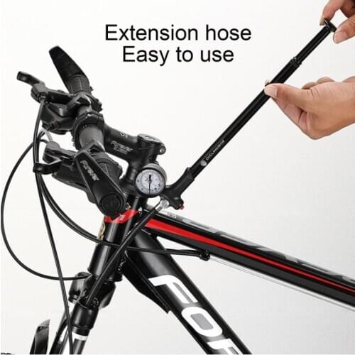 Bicycle Manual Light Front Fork Shock Absorber Rear Pump with Tire Pressure Gauge Mini Portable Retractable Bike Pump