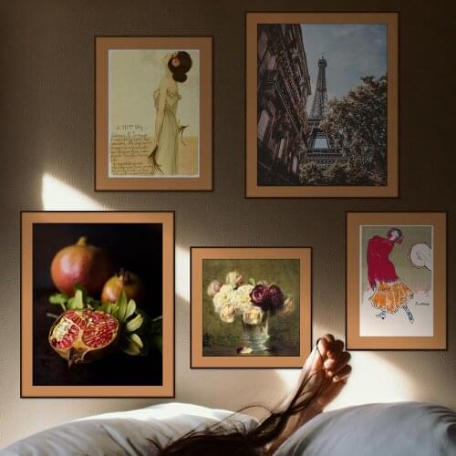 Vintage Paris Famous City Vintage Poster Wall Art Canvas Painting French Posters Prints Pomegranate Pictures For Living Room